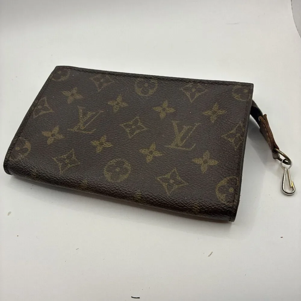 Louis Vuitton Monogram Pochette Cles Key Pouch Zip Wallet Brown 7x4